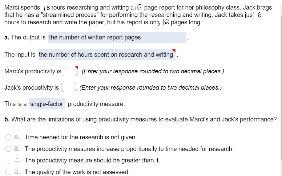 Marci spends 18 hours researching and writing a