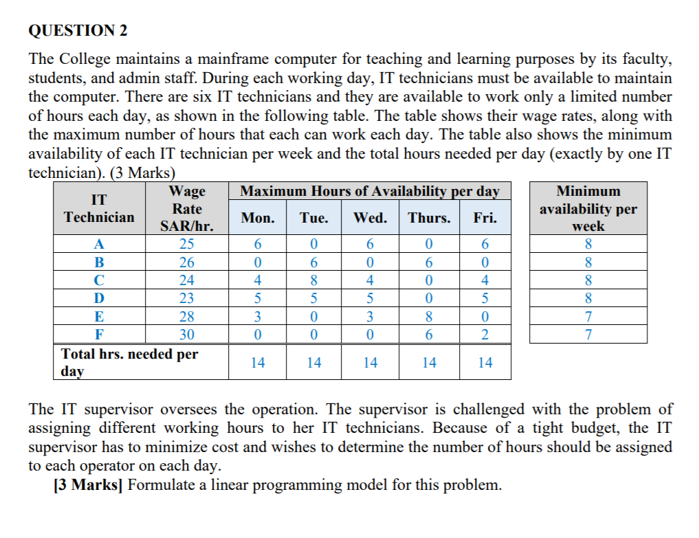 QUESTION 2 The College maintains a mainframe