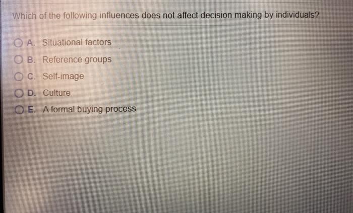 Which of the following influences does not affect
