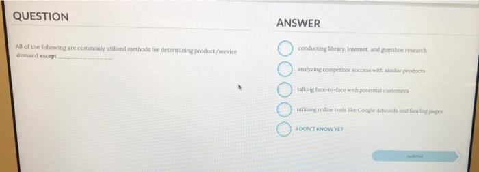 QUESTION ANSWER All of the following are commonly