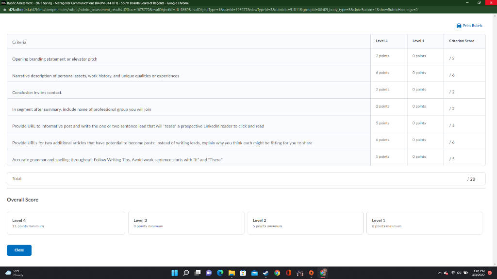 The assignment is to write a linked in profile