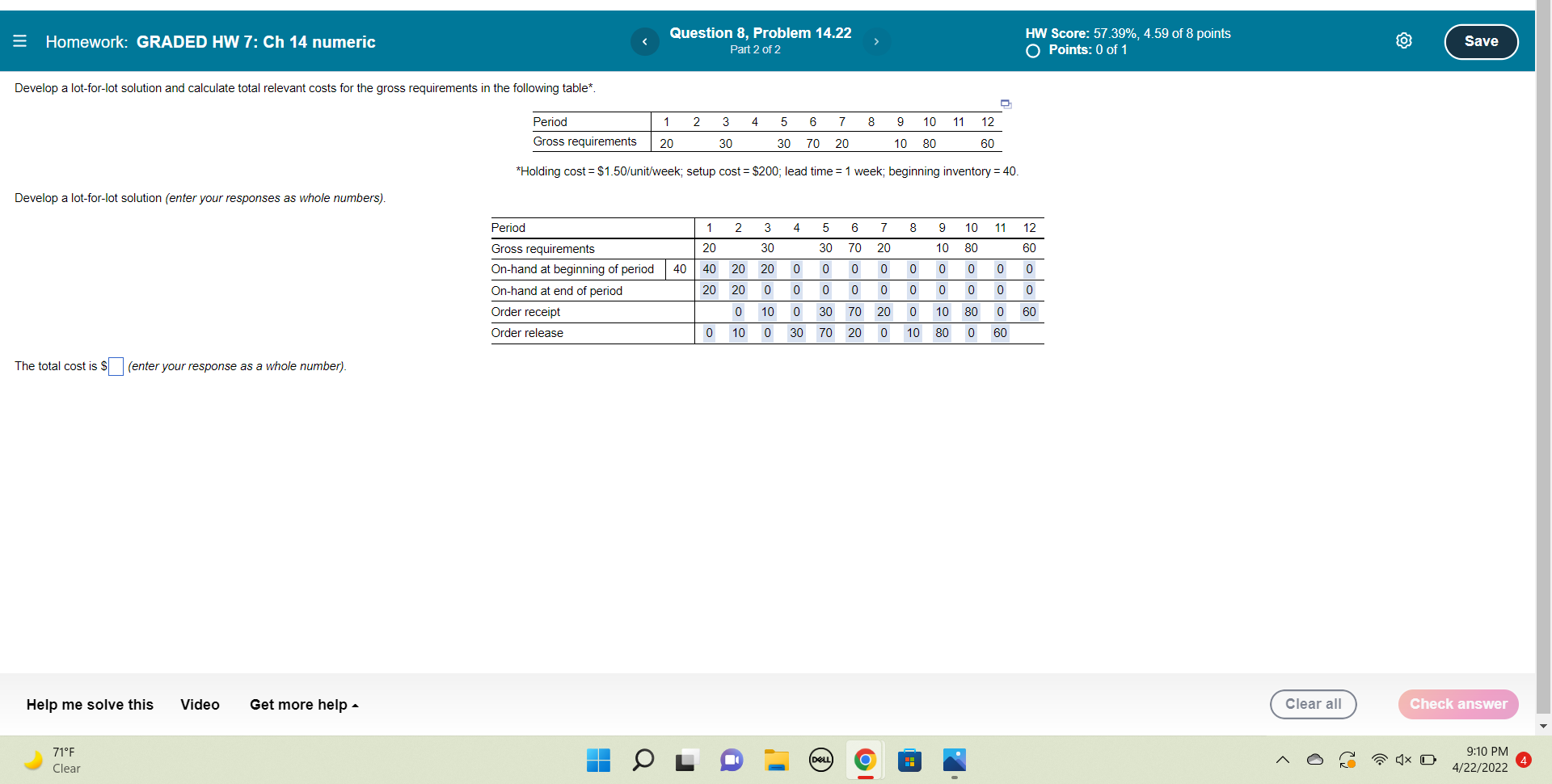 = Homework: GRADED HW 7: Ch 14 numeric Question