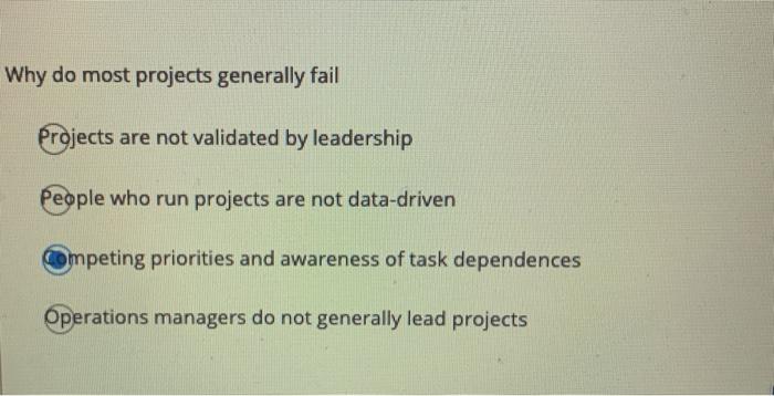 Why do most projects generally fail Projects are