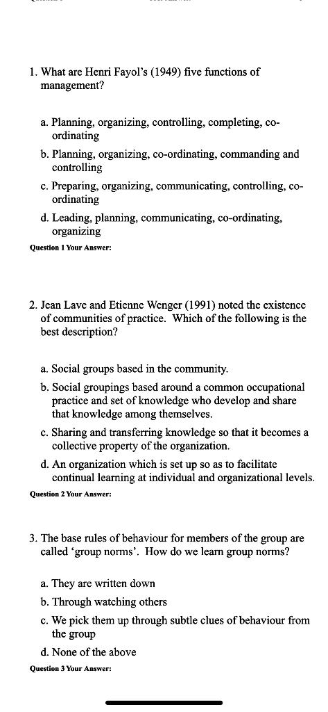 I would need some help answering these questions