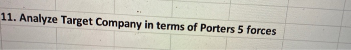 11. Analyze Target Company in terms of Porters 5