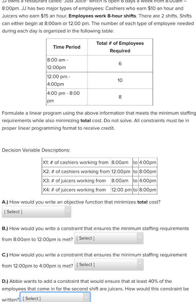 JJ owns a restaurant called Just Juice which is