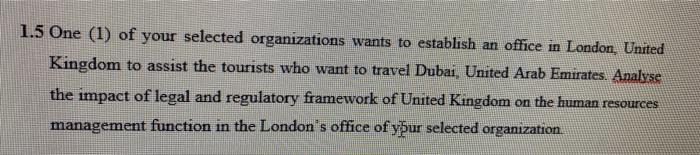 1.5 One (1) of your selected organizations wants