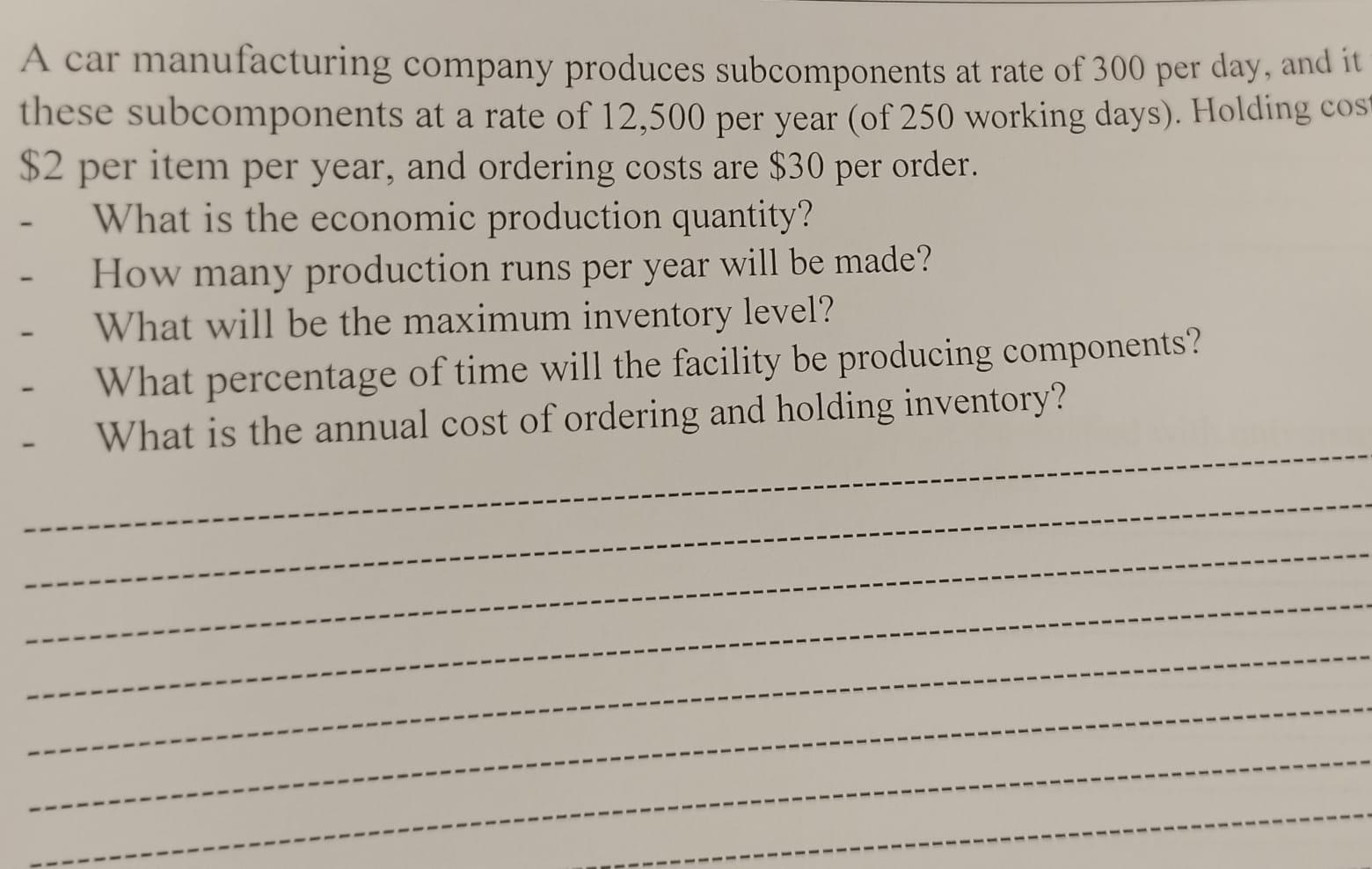 A car manufacturing company produces