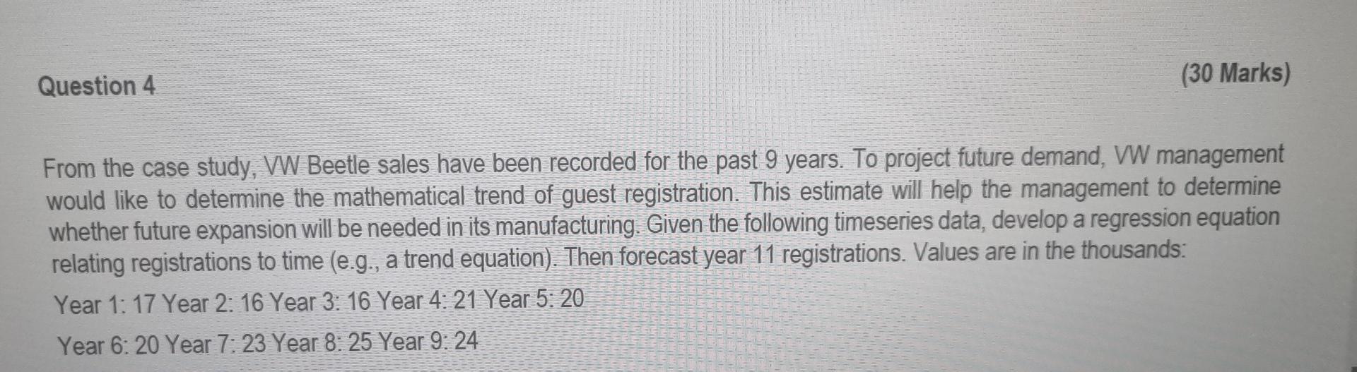 Question 4 (30 Marks) From the case study, VW