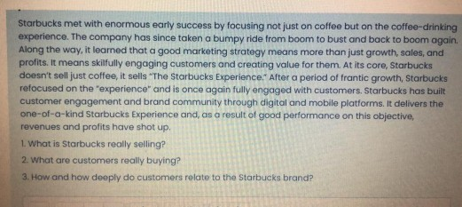 Please ans within one hour. Starbucks met with