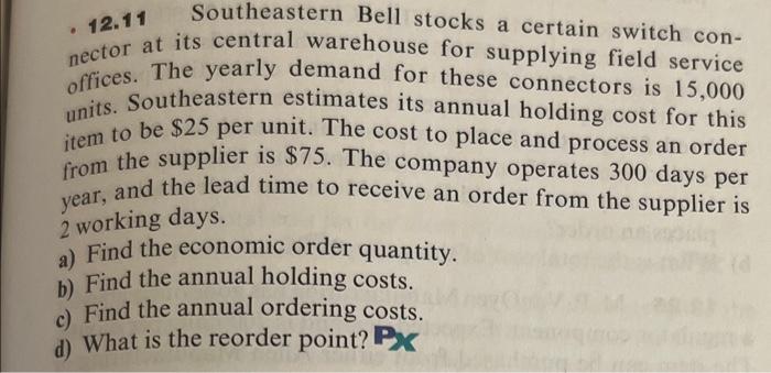 -12.11 Southeastern Bell stocks a certain switch