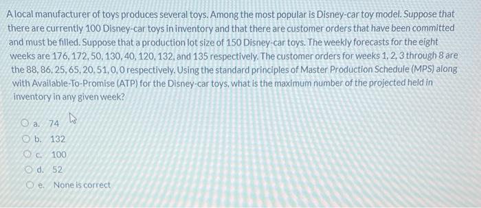 Alocal manufacturer of toys produces several