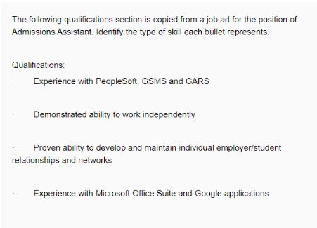 The following qualifications section is copied