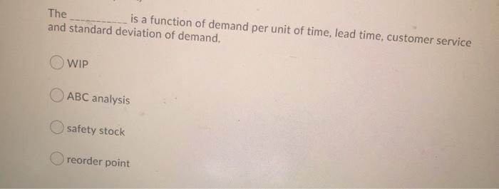The is a function of demand per unit of time,