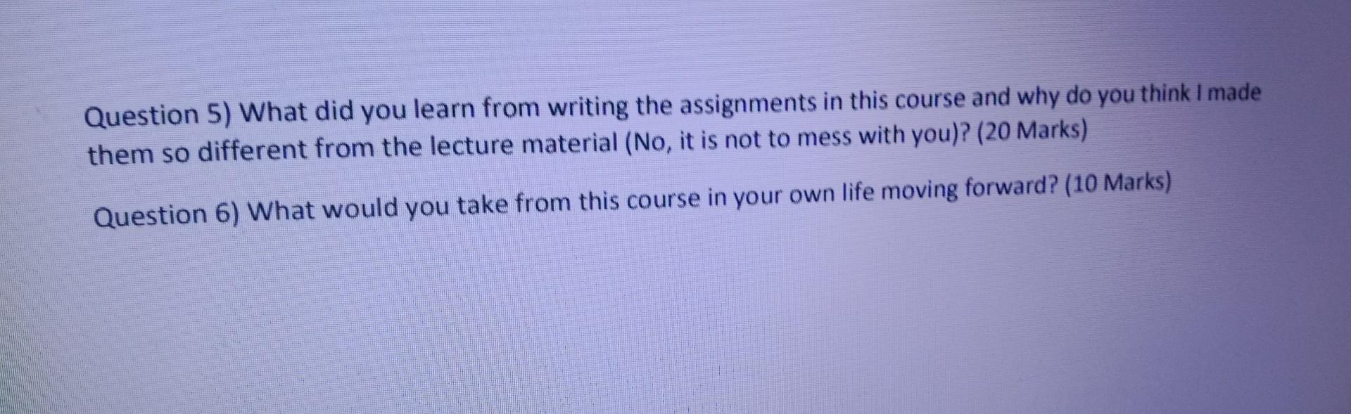 in business intelligence couse. Question 5) What