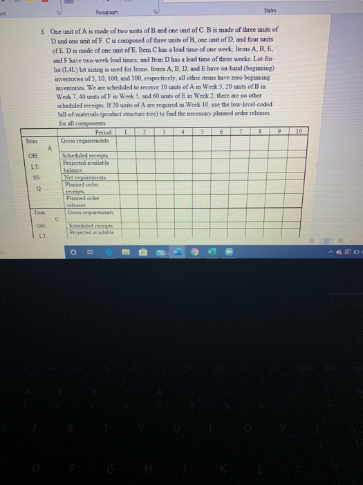 Paragraph Styles 3. One unit of A is made of two