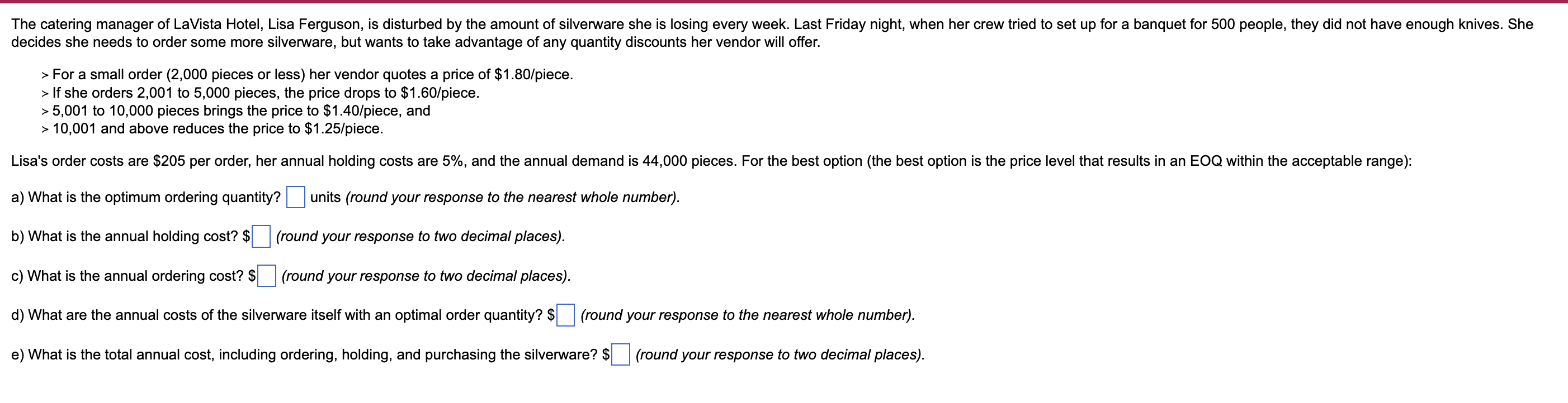 The catering manager of LaVista Hotel, Lisa