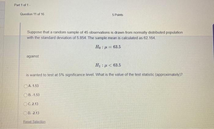 Suppose that a random sample is selected and the