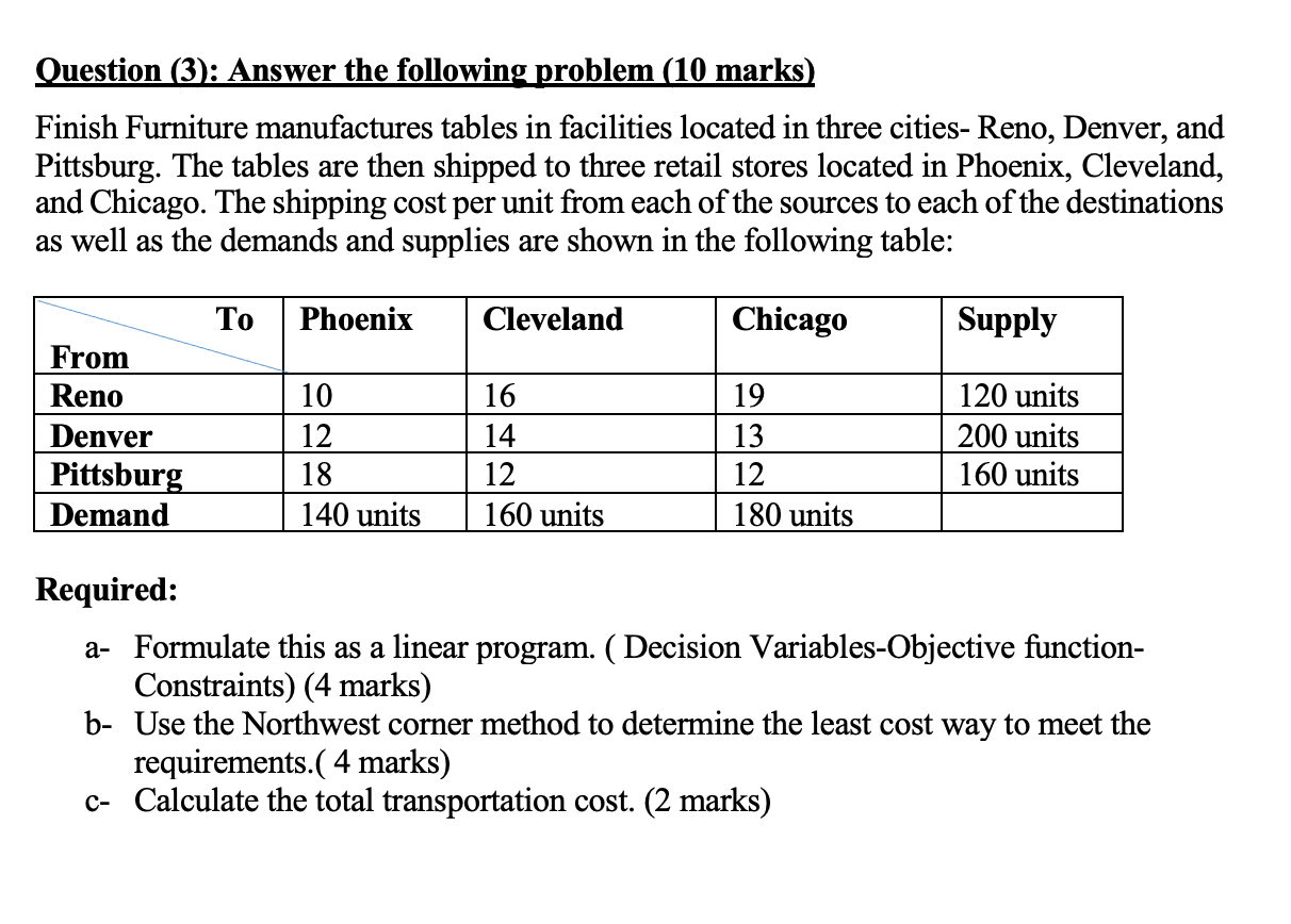 please solve all the requirements in the question