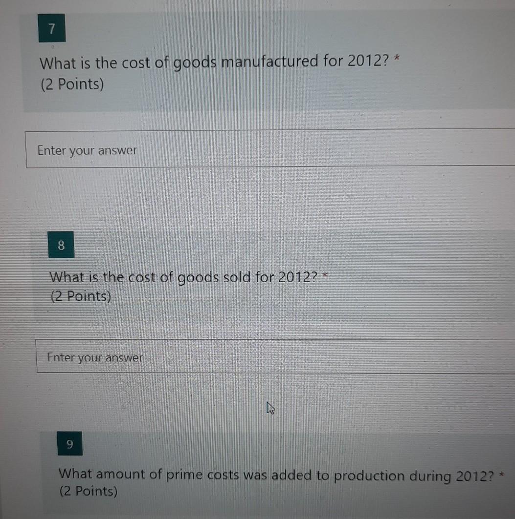 Direct materials: Beginning inventory Purchases