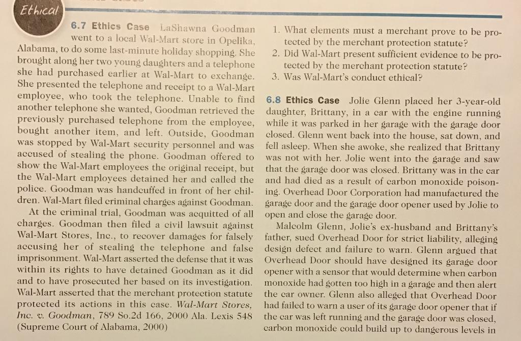 Ethics 6.7 and questions 1-3 Ethical 6.7 Ethics