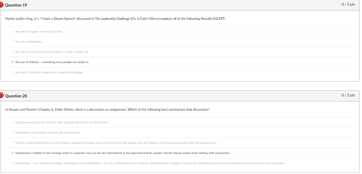 Question 19 0/2 pts Martin Luther King, Jr's 