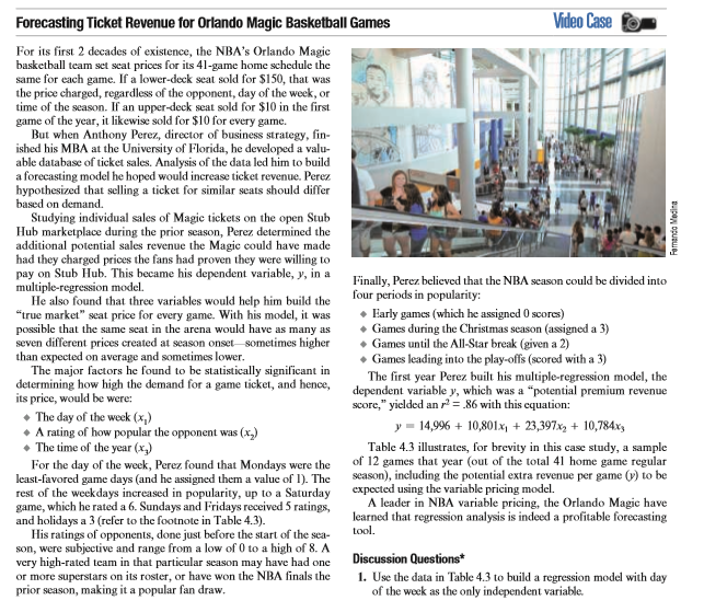 Forecasting Ticket Revenue for Orlando Magic