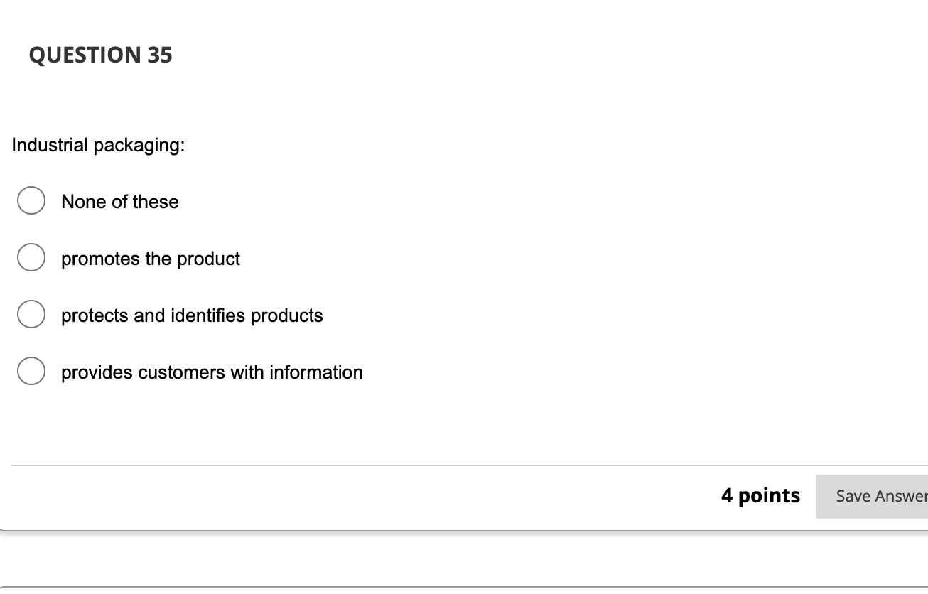 Industrial packaging: None of these promotes the