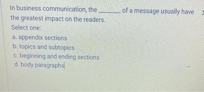 of a message usually have In business