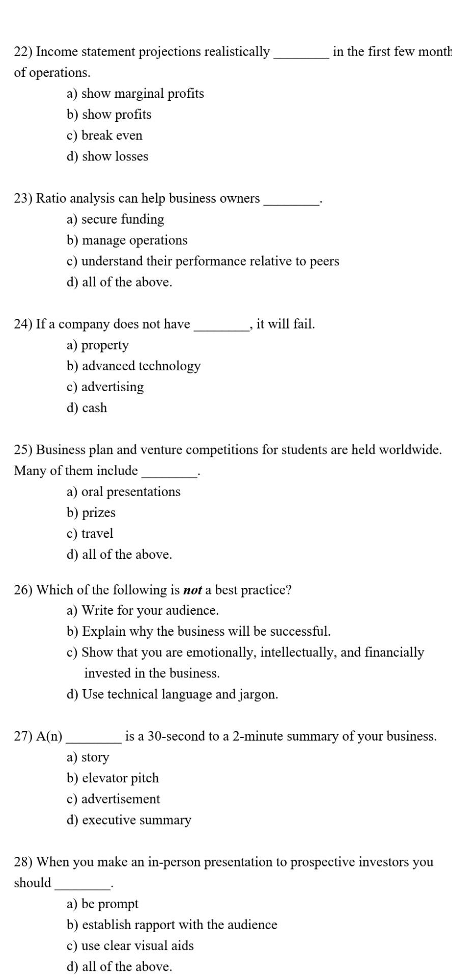 Entrepreneurship in the first few month 22)