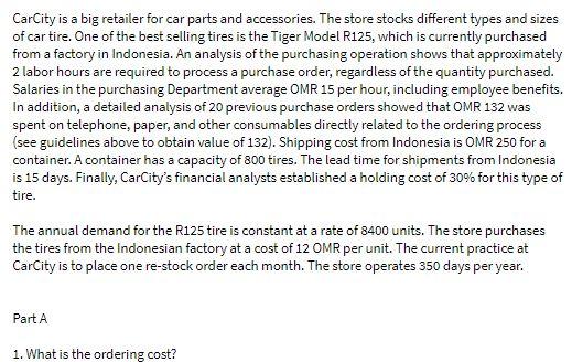 CarCity is a big retailer for car parts and