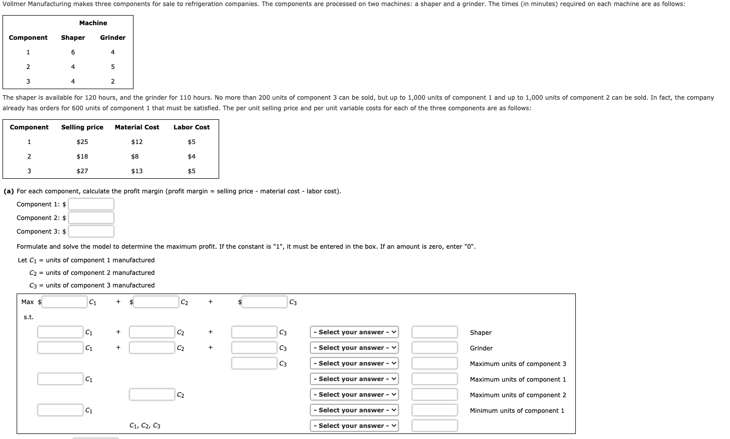 Vollmer Manufacturing makes three components for