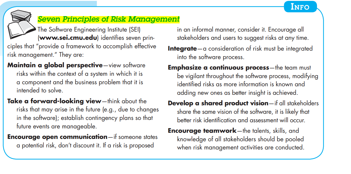 Q.Give the brief about 7 principle of risk