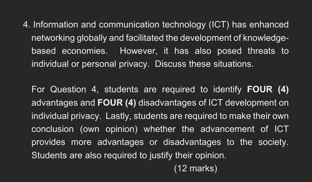 Question 4 Information and communication
