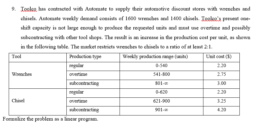 9. Toolc, has contracted with Automate to supply