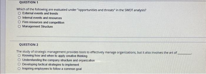 Which of the following are evaluated under