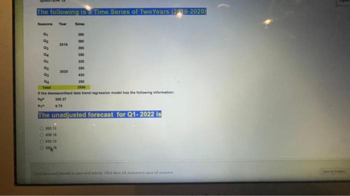 The following is a Time Series of Two Yoars