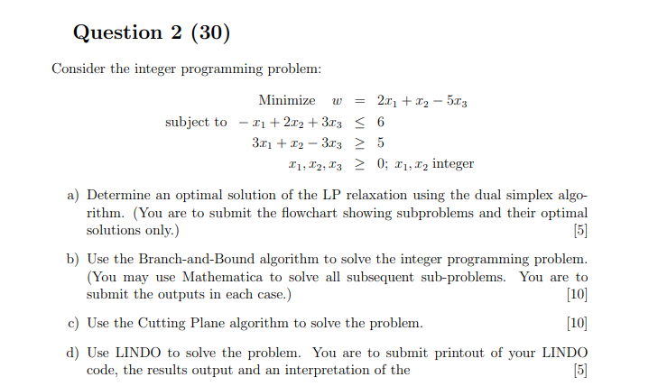 This question is from an Operations Research past