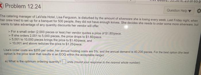 wuru.Do 70, ZOOFDP Problem 12.24 Question Help