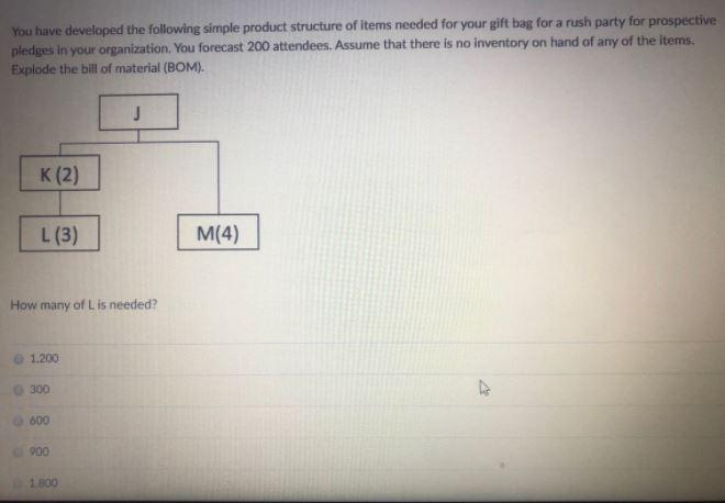 You have developed the following simple product