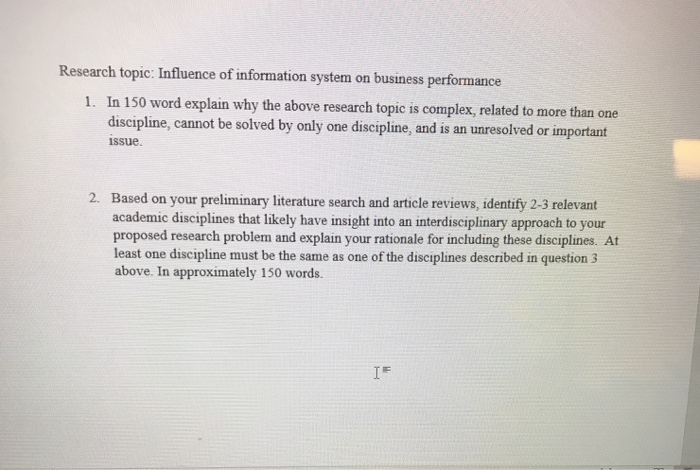 Research topic: Influence of information system