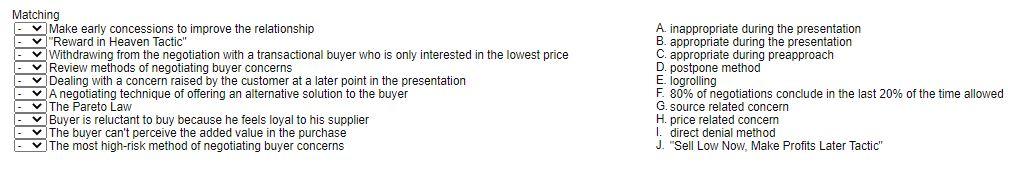 Matching Make early concessions to improve the