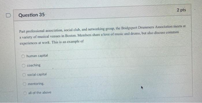 2 pts Question 35 Part professional association,