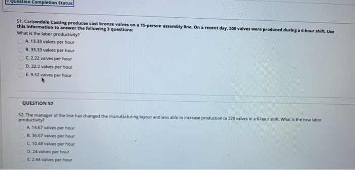 Question Completion Status: 51. Carbondale