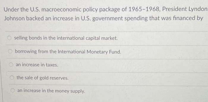 Under the U.S. macroeconomic policy package of