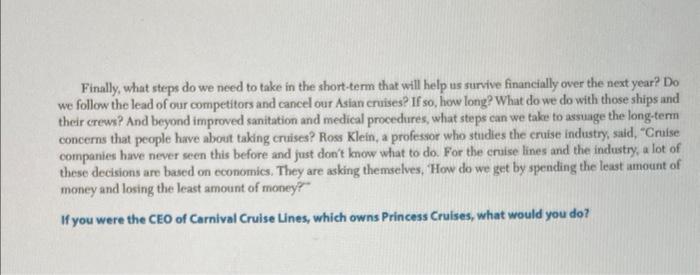 What Would You Do? Carnival Corporation a Ple