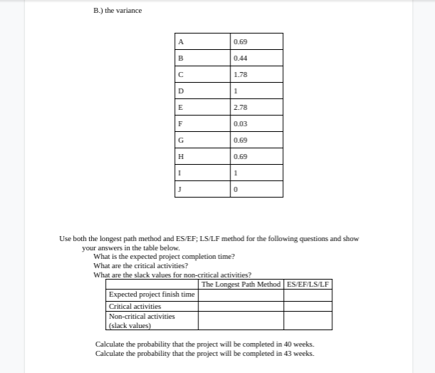 1. Use the project description presented in the