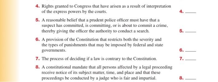 SUBJECT IS BUSINESS LAW #'s 4-8 Match With The