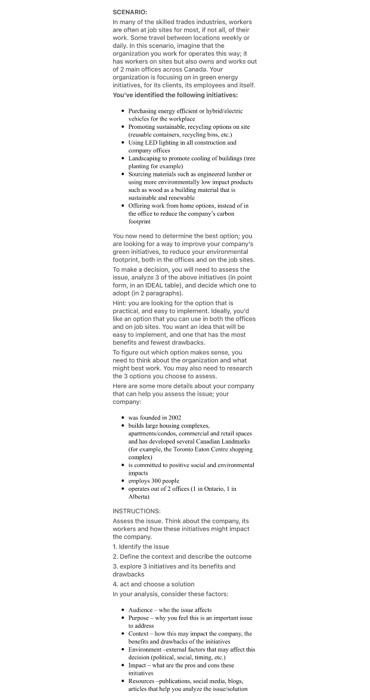 SCENARIO In many of the skilled trades