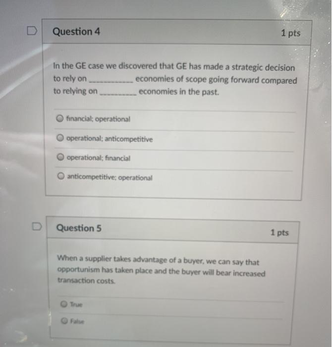 Question 4 1 pts In the GE case we discovered